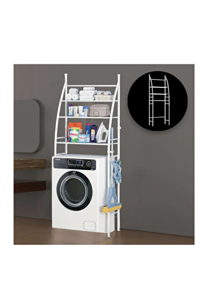 Lumi LUXURY Etajera pentru Baie Alb Metalic cu 3 Nivele peste Masina de Spala...