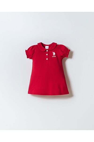 U.S. Polo Assn. Kız Bebek Pike Elbise %100 Pamuk – Polo Yaka Yazlık Günlük El...