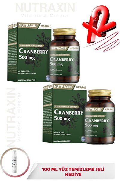 Nutraxin Cranberry Herbal 500 mg 60 Tablet 2 ADET + 100ml Yüz Temizleme Jeli ...