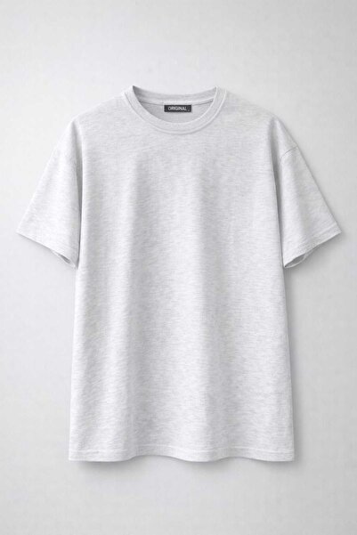 T.trend TRICOU BASIC GRI DESCHIS MELANJAT PAM bumbac MAŞ MODEL REGULAR BĂRBAȚ...