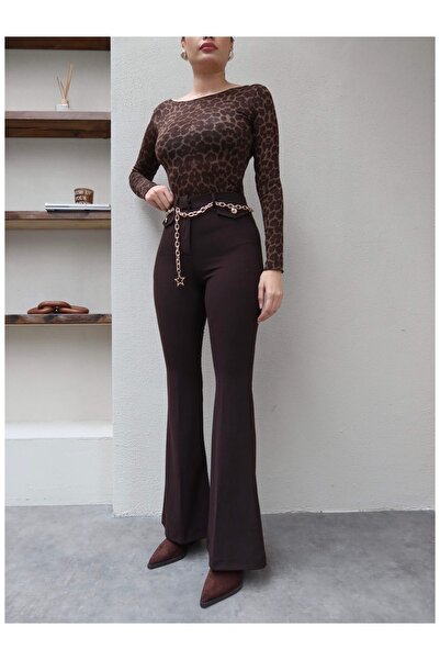 ESRAHELVACI Flared Trousers with Chain Belt