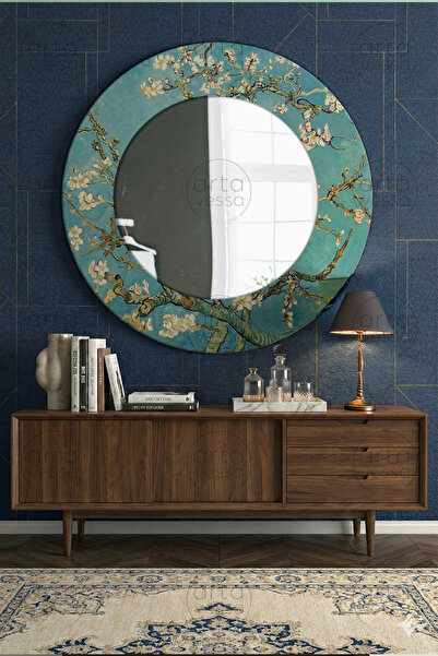 Artavessa Modern UV Baskılı MDF Çerçeveli Yuvarlak Duvar Aynası - ARTMDFMRR4