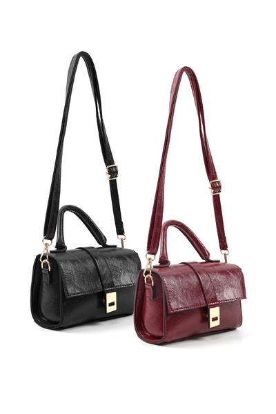 SHAKA Wrinkled Textured Black/Wrinkled Textured Burgundy Shk308 Set Faux Leat...