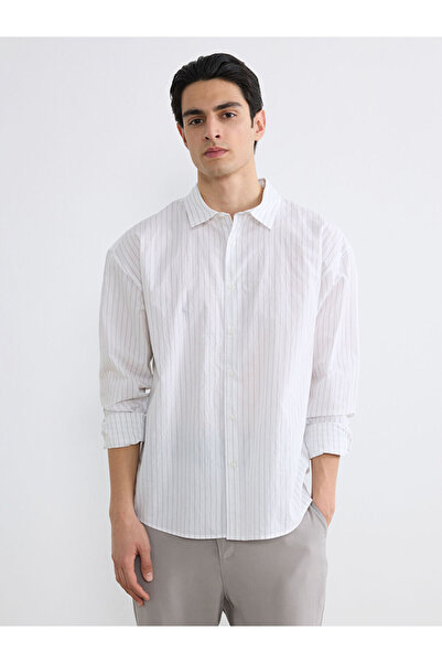 LC Waikiki Rmz Gi̇yi̇m Farkiyla Standart Fit Ci Striped O Poplin Rkek Shirt