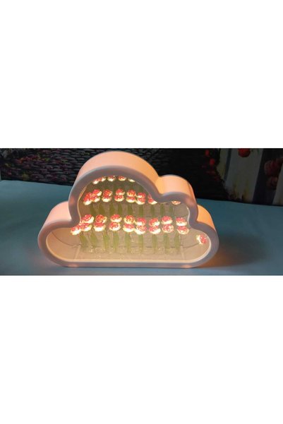 Generic Brand مصباح ليلي بتصميم سحابة مع مرآة (وردي)