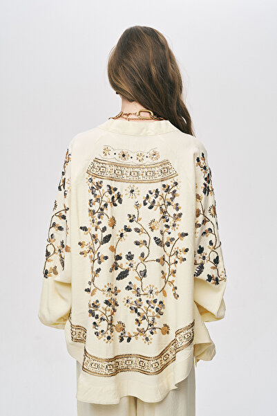 Orfeo Negro كيمونو نسائي أنيق مزين بالترتر والخرز بمقاس كبير