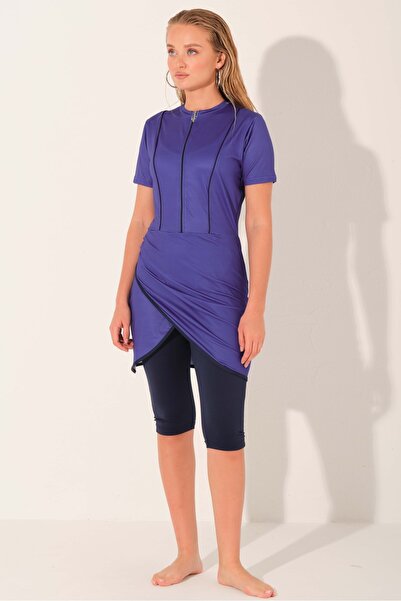 ALFASA Anvelop Skirted Half Sleeve Semi-Closed Swimsuit - Alf26730