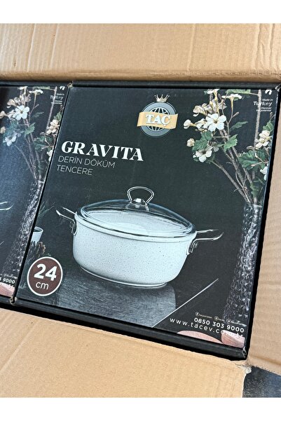 Hediye Köşkü Taç Gravita 24cm White Deep Pot
