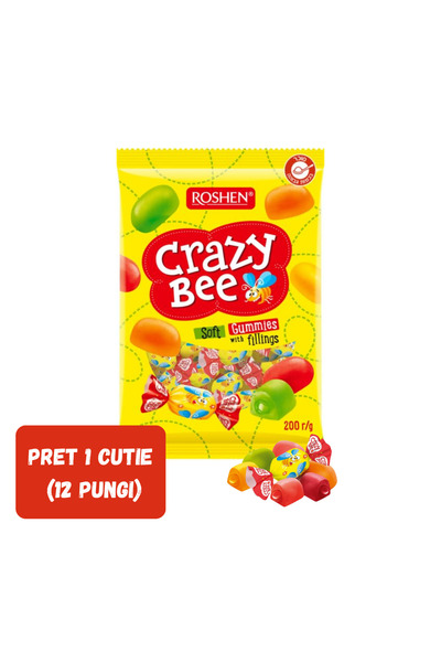 Roshen SET 12 PIECES - CRAZY BEE Assorted Fruit-Filled Jelly Candies 200g Pac...
