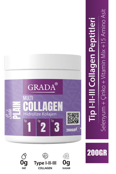 GRADA Collagen - Kolajen | Sade - Vitamin Mix - Tip 1,2,3 - 200g 20 Servis