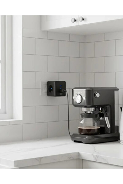 Epilons مقبس كهربائي مكعب الشكل مع حماية من التيار والجهد، يدعم 3 منافذ USB