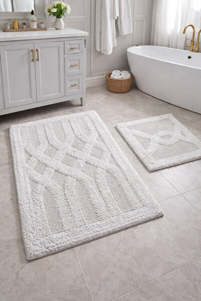 Bestekar Nora Cream Soft Textured Modern Cotton High Water Absorbent Bathroom...