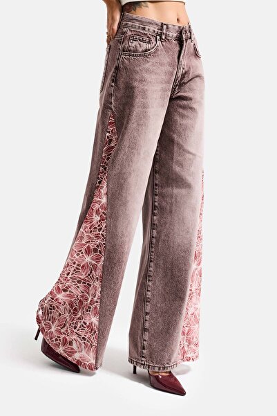 it's basic Women's Denim Color 4S6-157 Palazzo Fit Rose Lace Detailed Special...