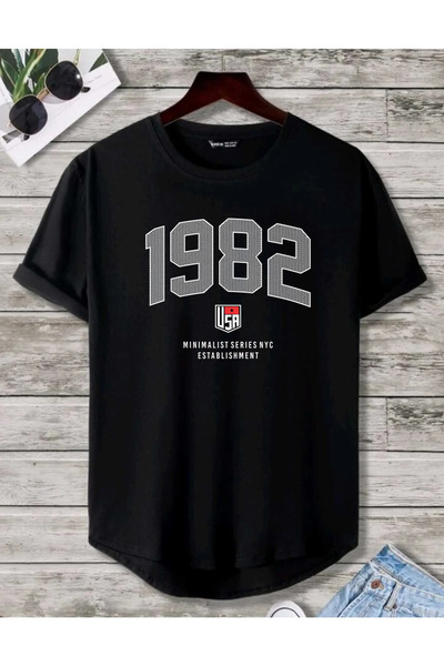 SUNFREE 1982 PRINTED Οβάλ Φούστα Βαμβακερό Καλοκαιρινό Unisex Μπλουζάκι