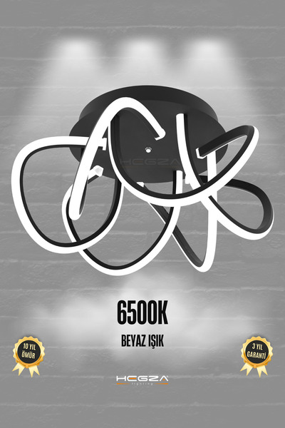 Hegza Lighting VORTICA Ledli Modern Plafonyer LED Avize (Siyah Kasa - Beyaz I...