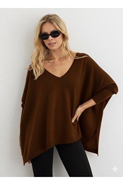 Be Best Women's Brown V-Neck Loose Blouse Be285
