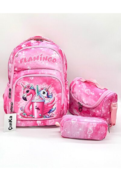 Çınka Bags Flamingo Pattern Thermal Insulated and Waterproof Fabric Backpack ...