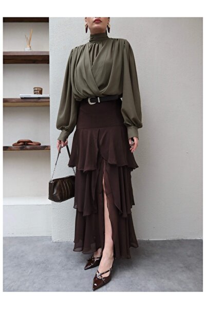 ESRAHELVACI Belted Layered Chiffon Skirt