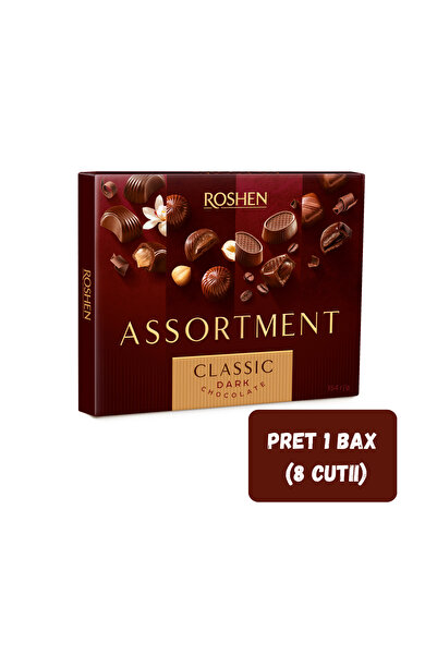 Roshen SET 8 CUTII- Selecție Premium de Ciocolată Neagră 154g - 8 Bucăți