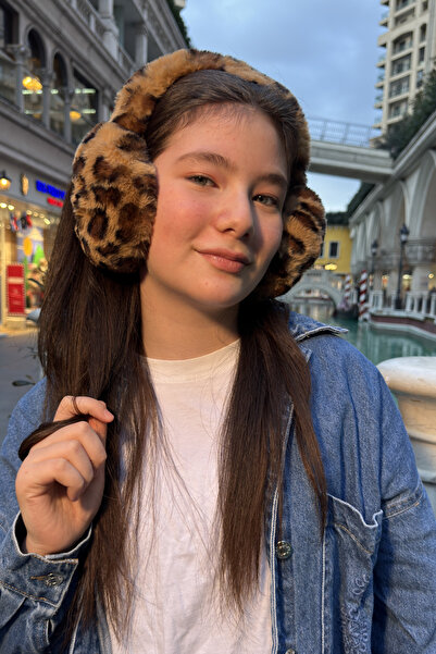 Mollycrush Căști de pluș Leopard pentru adolescenți |   Protecție moale pentr...