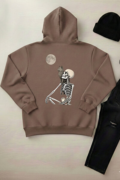 OXVİN Rest in Peace - Unisex Hooded Kangaroo Pocket 3 Thread Puff (Fleece Ins...