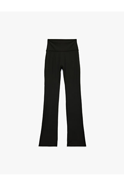 Koton Yüksek Bel Slim Fit İspanyol Paça Spor Tayt