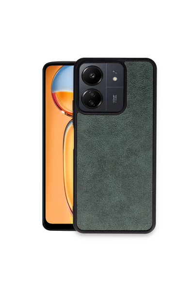 eco port غطاء جلدي أخضر داكن لحالة Redmi 13c - أراس