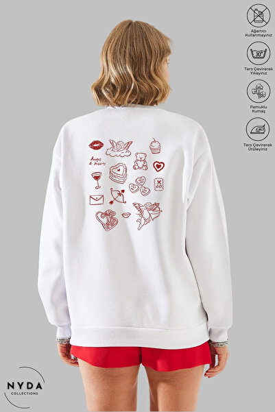 Nyda Collections Γυναικείο φούτερ με στάμπα Love, με λαιμόκοψη, χωρίς κουκούλ...