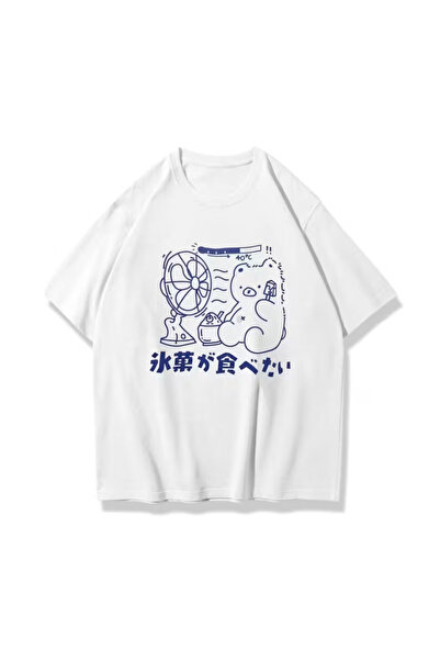 PENTHİLUS Unisex Ice Cream Eating Printed Oversized T-Shirt – Casual Style