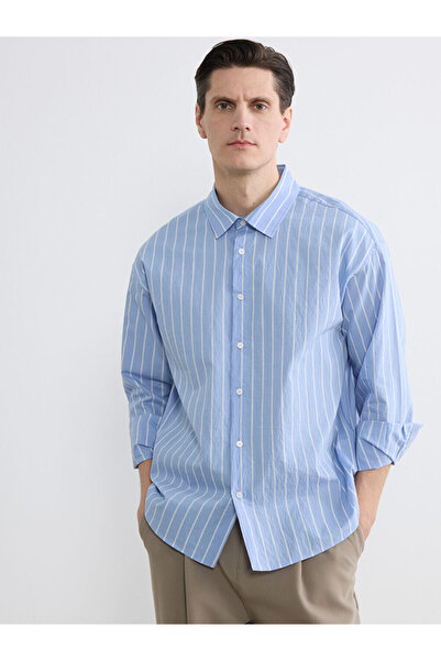 LC Waikiki Ανδρικό πουκάμισο GiyÇık Store den Mavi με κανονική εφαρμογή, ριγέ...