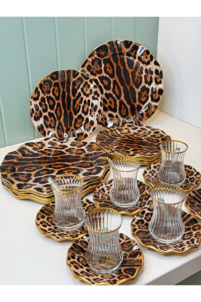 cicizuccaciye Leopar 30 Parça Cam Kahvaltı / Çay Seti