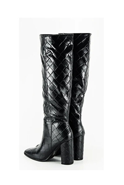 China Elegant black boots with geometric print