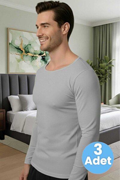 Uniquetrenders Tricou cu mânecă lungă din Lycra pieptănată pentru bărbați, 3 ...