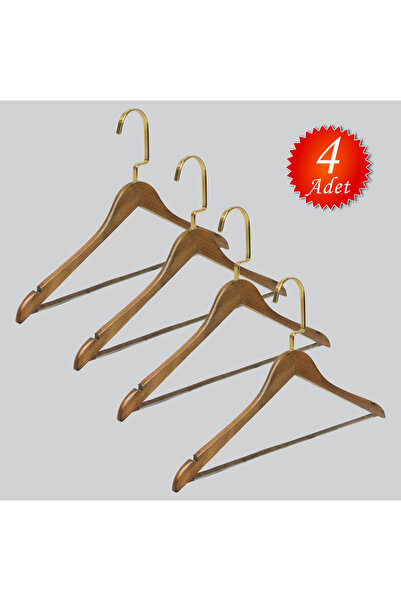 NYN Drvena M001-BARLI (ZLATNA KUKA LAMA) vešalica za košulje i pantalone, 4 k...