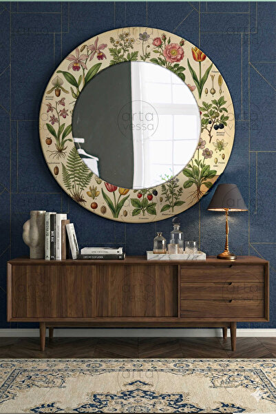 Artavessa Modern UV Baskılı MDF Çerçeveli Yuvarlak Duvar Aynası - ARTMDFMRR12