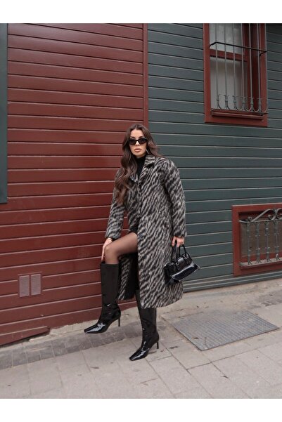 MAUN COLLECTION Zebra Patterned Cashmere Coat