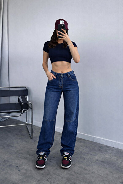 MADAME MELEK Baggy Buckle Detail Loose Fit Wide Leg Comfortable Baggy Jean De...