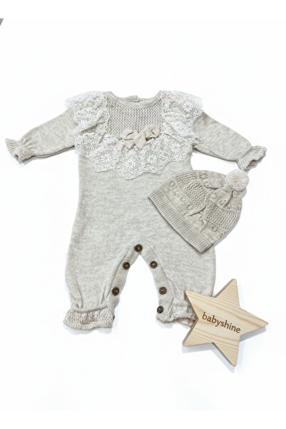 Generic افرول تريكو بناتي مع طاقية مقاسات متعددة - رمادي