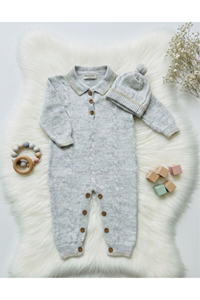 Generic Boys' romper with hat, sizes up to 1 year - Gray