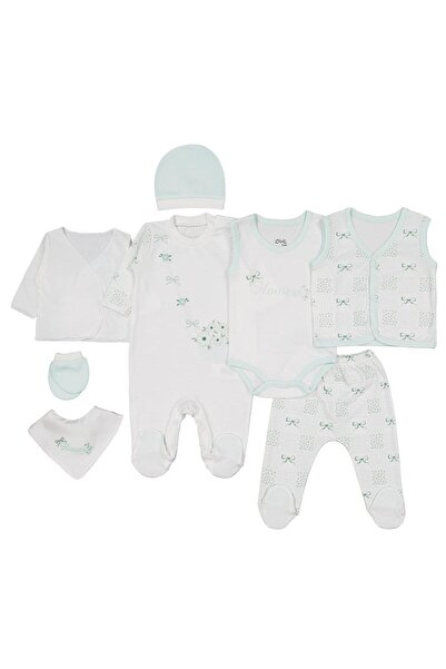 Civil Baby Çiçek Baskılı 8 li Zıbın Setleri - Yeşil