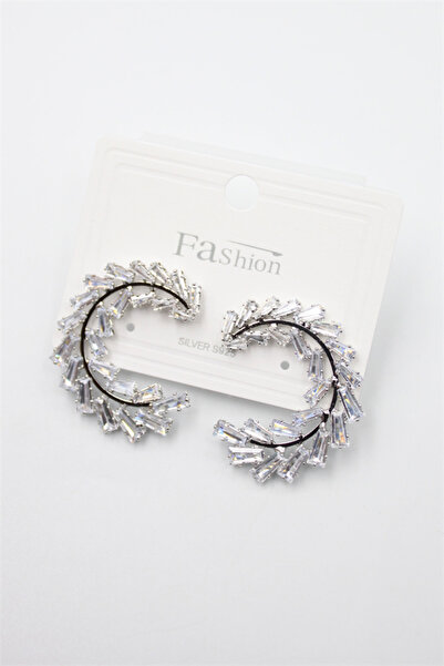 Mestore Zircon Stone Earrings - Silver