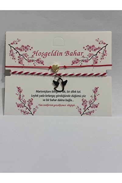 Darya DD708 Marteniçka / Martenitsa Bahar Bilekliği – Kırmızı Beyaz İp – Gold...