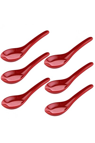 Raki Set of 6 melamine snack spoons 15ml 4 5x13xh4 7cm RED