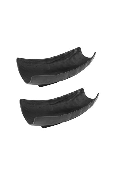 Culinaro Set of 2 melamine plates 13x26xh6.5cm, black