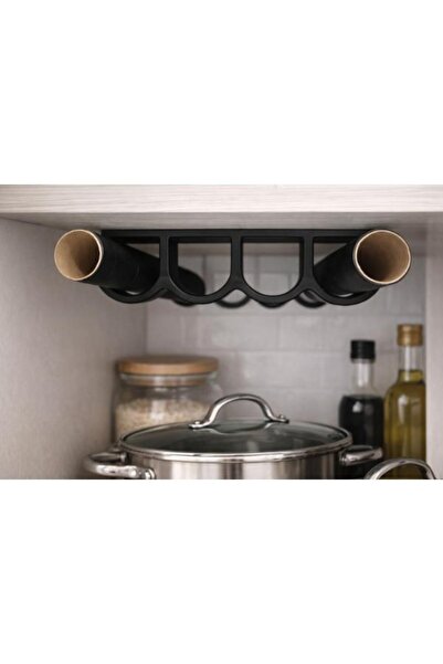 MisterionStudio SİYAH Mutfak rulo tutucu 4 gözlü pişirme kağıdı - alüminyum f...