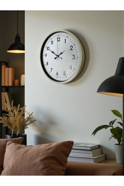 Yz Ticaret Zentime 36 Cm Krem Dekoratif Duvar Saati