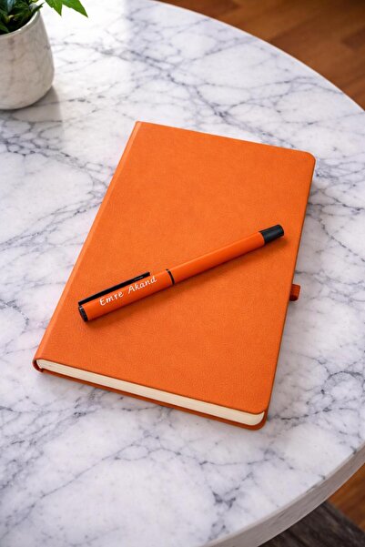 nesnelgift Kişiye Özel Termo Soft Deri Defter ve Roller Kalem Y35