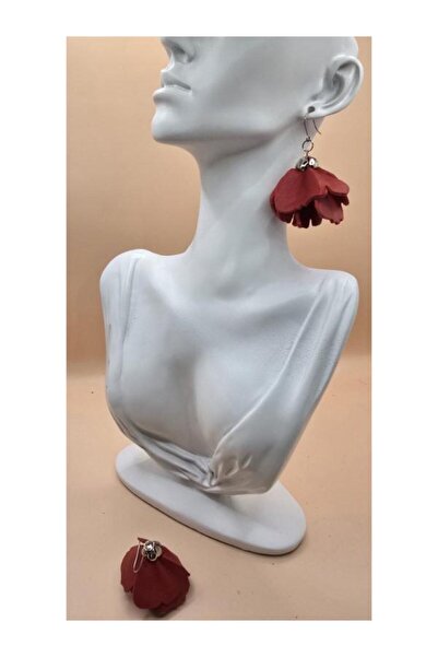 Verdandi Leather RED FLOWER EARRINGS