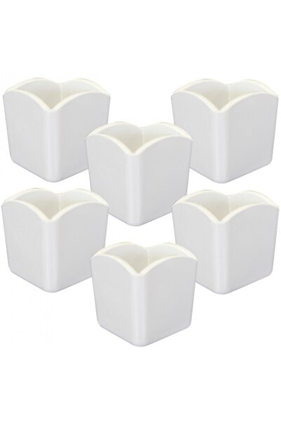 Raki Set of 6 square melamine sugar sachet holders 6 5x6 5x6 5cm white