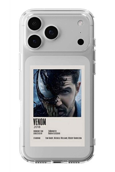 Multitronic حافظة شفافة مطبوعة بتصميم ملصق فينوم مينيماليست متوافقة مع هاتف آ...